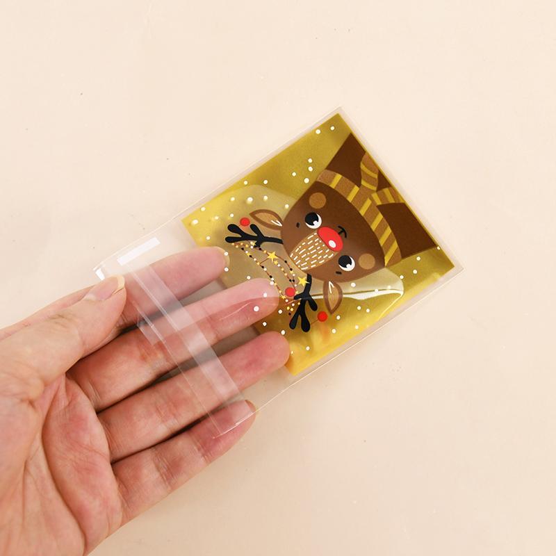 100Pcs Christmas Cookie Candy Bag Santa Claus Plastic Biscuit Gift Packaging Bag Xmas Party Decoration Supplies New Year 2025