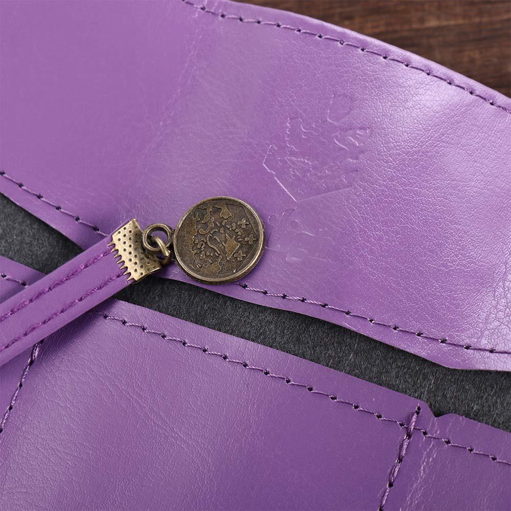 Girls PU Leather Retro Stationery Cosmetic Bag Roll Pen Bag Roll Pencil Bags Vintage Pencil Case