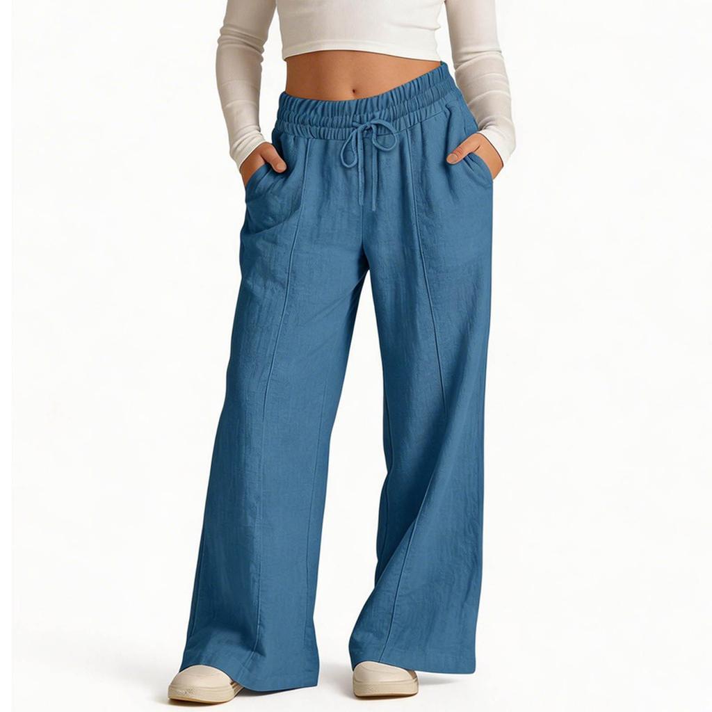 Loose Fit Wide Leg Casual Pants for Kids Adjustable Waistband Drawstring Closure Lightweight Fabric Unisex Design Suitable for Everyday Wear