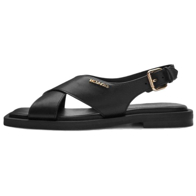 

Coach Кожаные сандалии-слайды с квадратным носком и пряжкой для женщин, черные CAP62-BLK 36.5