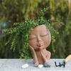 Gezicht Hoofd Planter Vetplant Bloempot Hars Container Met Afvoergaten Bloempot Figuur Tuindecoratie Tafelblad Ornament
