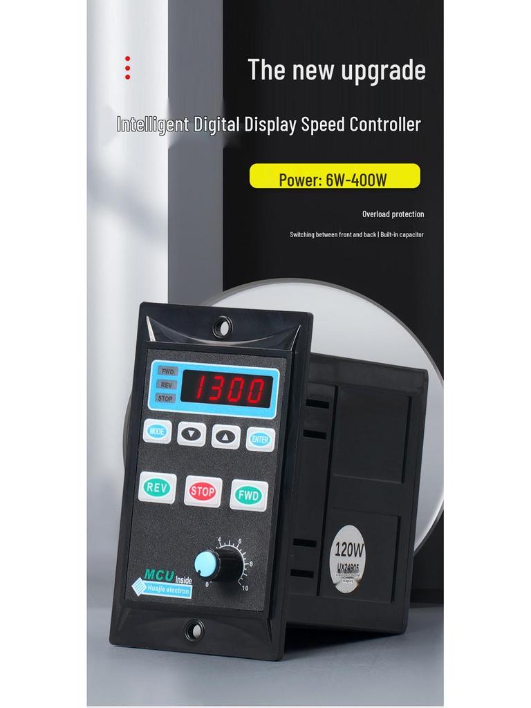 6-400W UX-52 AC Geared Motor Speed Controller with Stepless Control and Digital Display, 220V