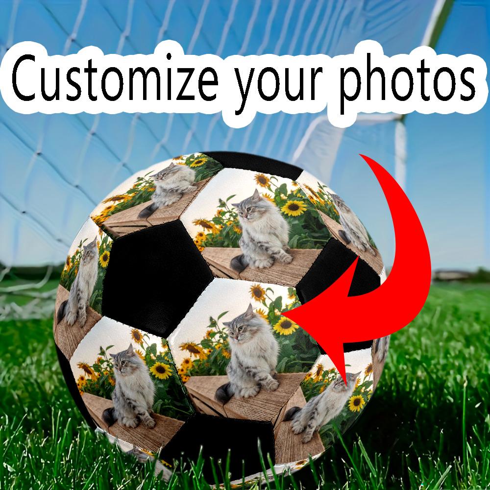 Cat Wooden Fence Customize Your picture Size 5 Soccer Ball Machine-Stitched Indoor/Outdoor Training and Matches Personalized Printing soccer