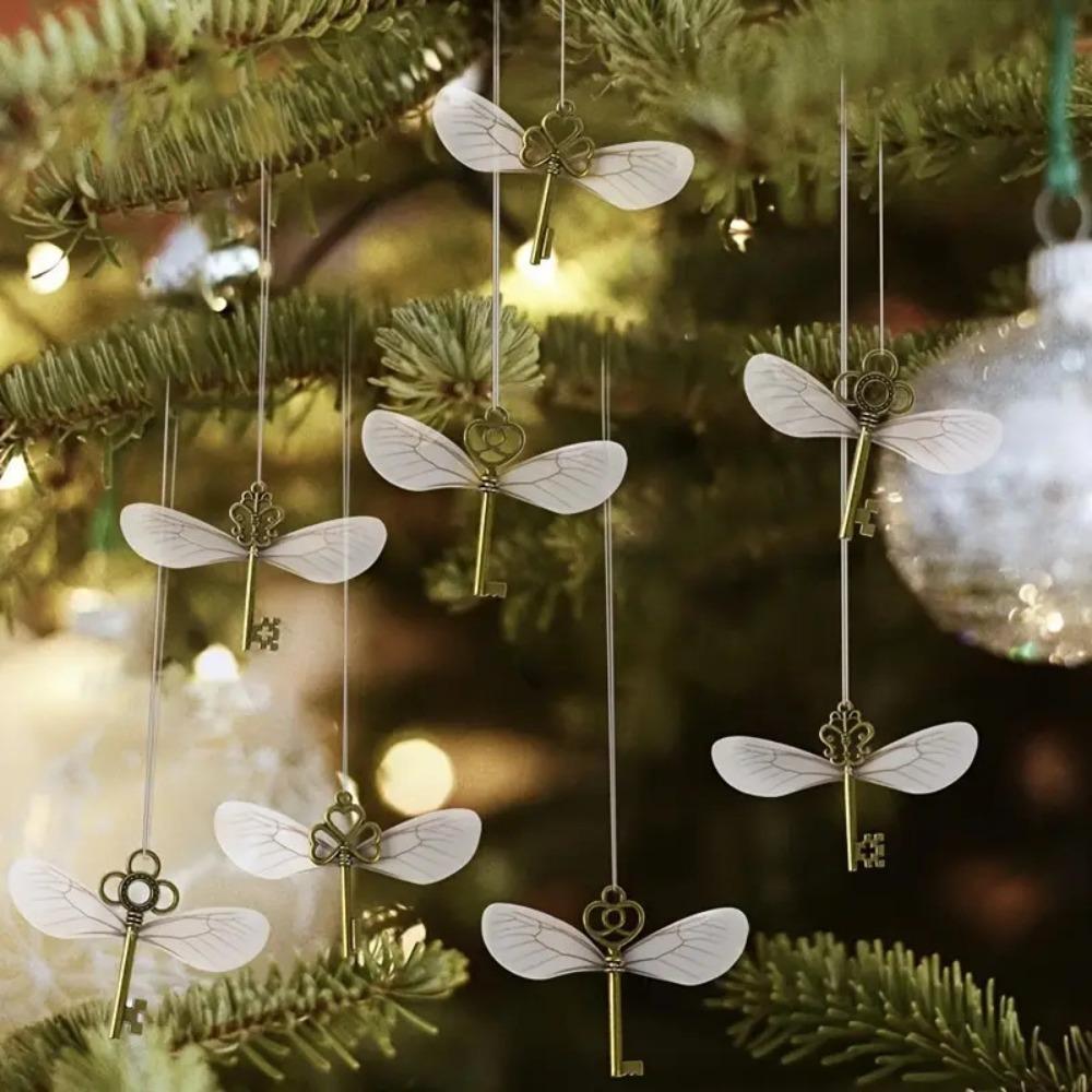 49pcs/set Realistic Skeleton Keys Dragonfly Pendant Set Christmas Tree Hanging Ornaments Gifts