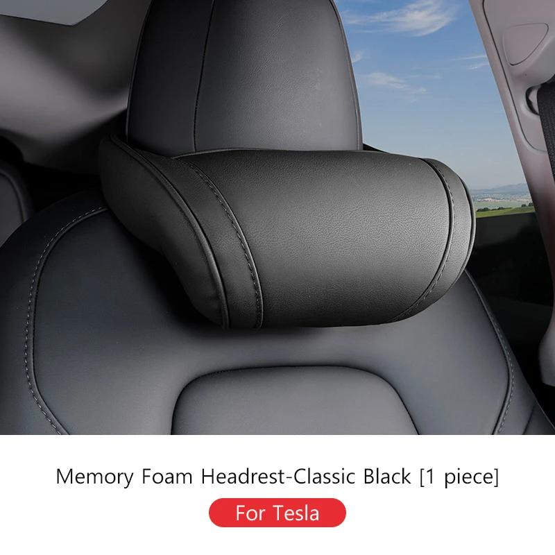 

Car Neck Pillow Both Side Pu Leather Headrest Pillow Automobile Seat Neck Rest Seat Head Support Pillow Used For Tesla Model Y 3
