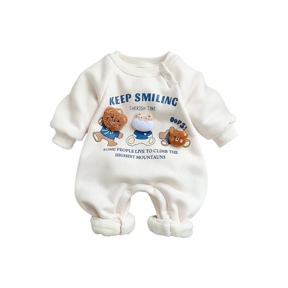 

Новая детская одежда для поздней осени и начала зимы, альпинистский костюм с рисунком медведя из мультфильма, теплый поддерживающий костюм на флисовой подкладке, детская утепленная одежда 90cm абрикосовый