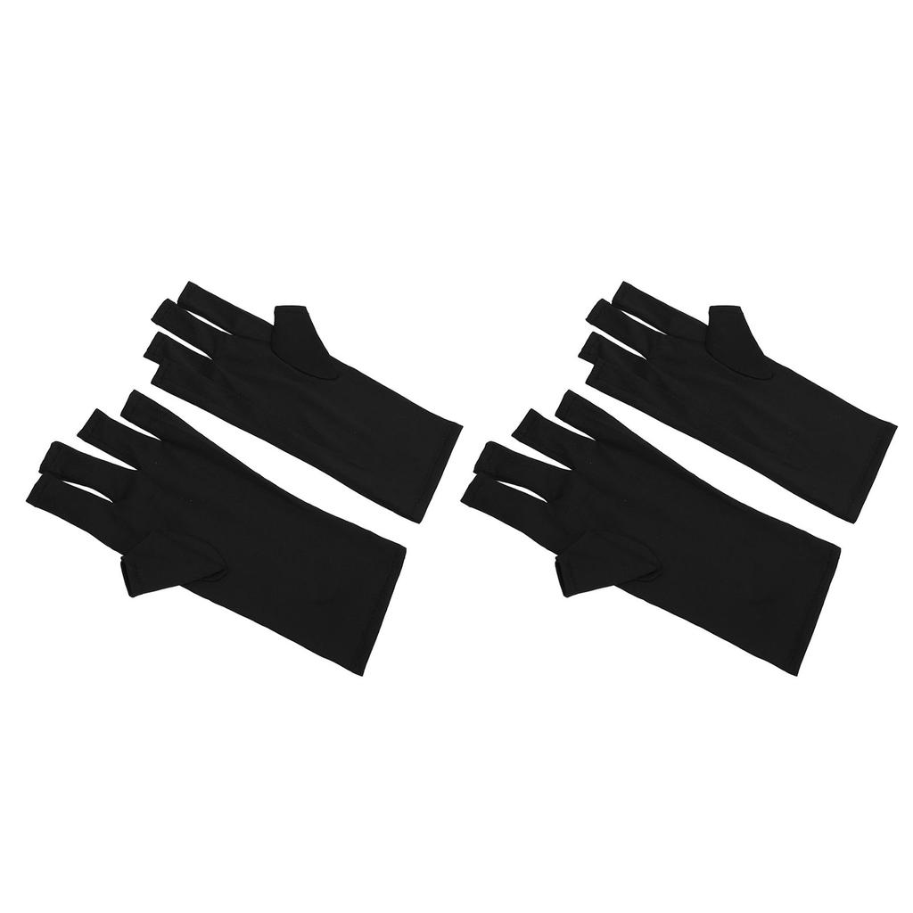 2 Pairs UV Gloves Fingerless Excellent Elasticity Art UV Blocking Gloves for Nail Gel Dryer Black