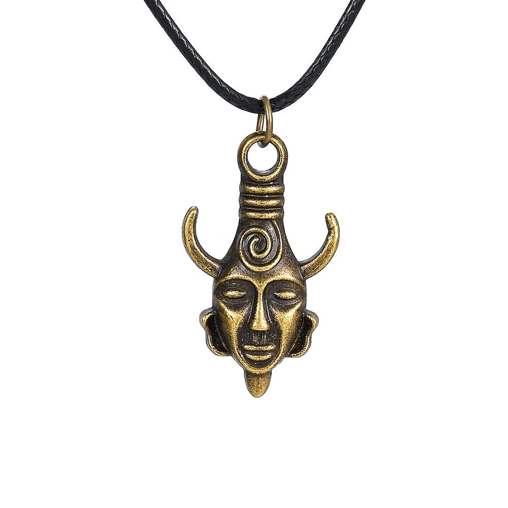 

Vintage Alloy Leather Amulet Mask Necklace - Unisex Accessories