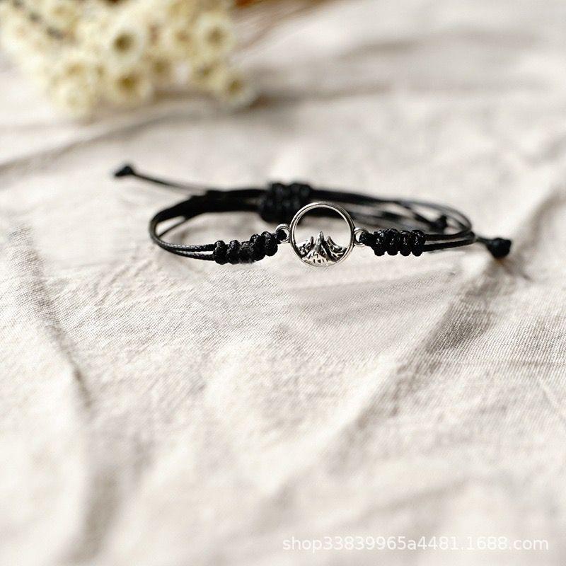 

Клятвенные браслеты для пары, пара плетеных магнитных браслетов, подарки для парней и девушек, студентов, подруг, два (Black) Mountain Alliance Hand Rope [925 Silver]]