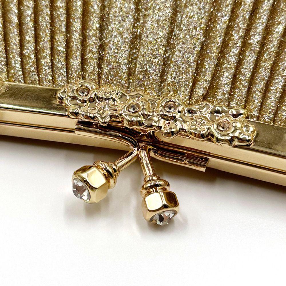 Pleated Evening Banquet Bag Large Capacity Ladies Clutch Bag Mini Shell Pattern Handbag  Women