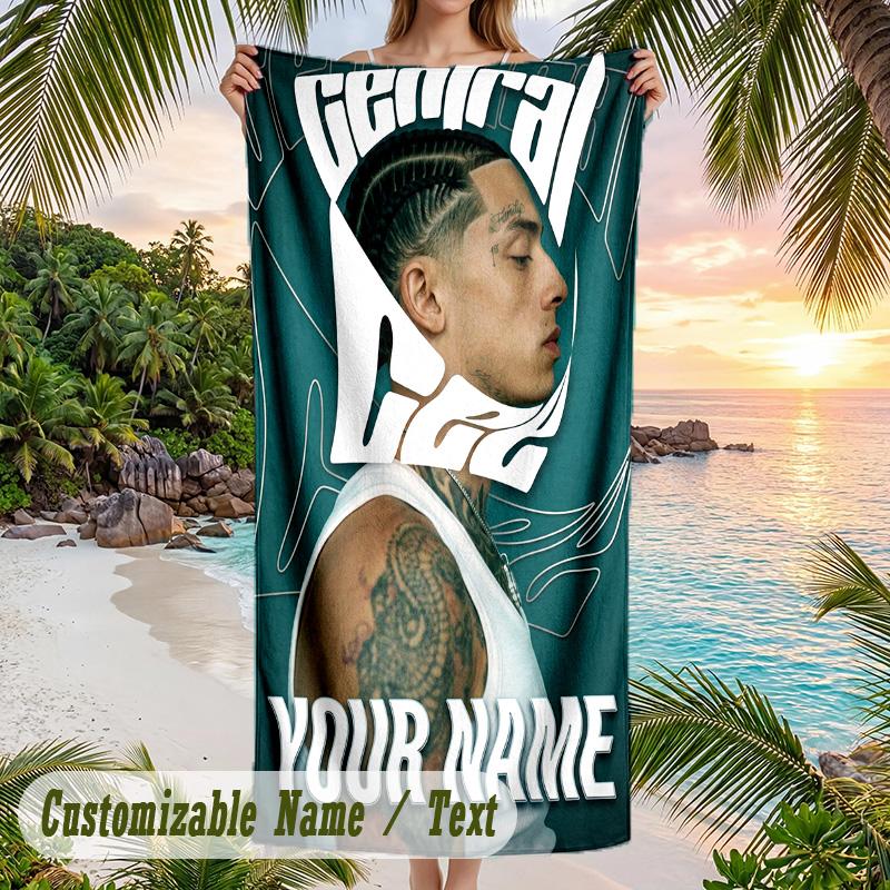 Central Cee Beach Towel, Personalized Custom Name Text, Quick Dry Large Absorbent Towel For Beach Pool