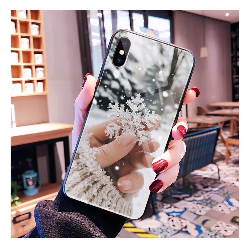 

Glass phone case For iPhone 17 Pro Max Air 17 16 15 14 13 Pro Max 15 16 Pro 15Plus Christmas Aesthetic iphone 13