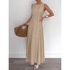 Women Solid Color Sleeveless High Waist A Line Long Commute Dress