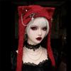 New Harajuku Japanese Cat Ear Hat with Scarf Cross Chain Leather Women Y2K Punk Knitted Caps Buckle Warm Ear Flap Hat