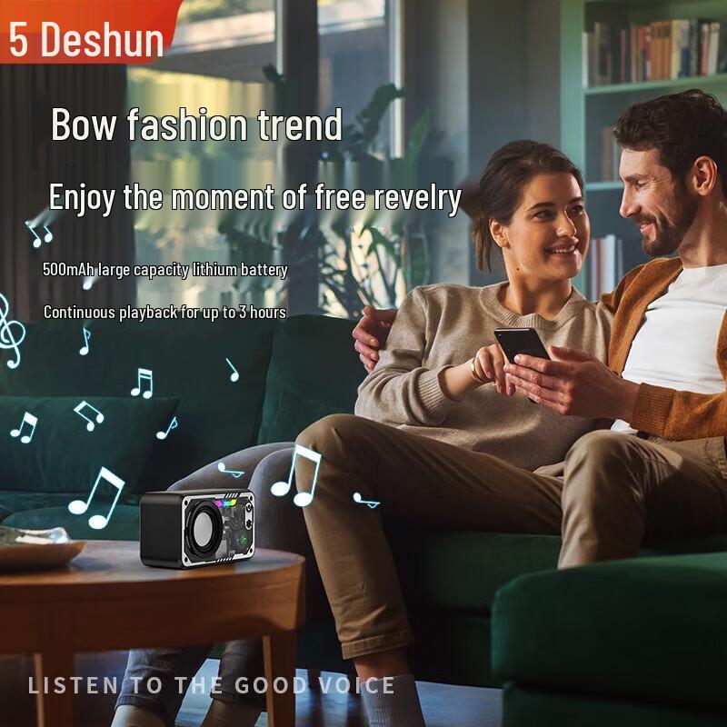 DESHUN Mini Mecha TWS Transparent RGB Bluetooth Speaker