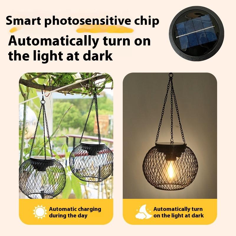 1 Piece Waterproof Decorative Hanging Lights Outdoor Solar Iron Lantern Led Solar Light For Tree Garden Yard Patio Pathway