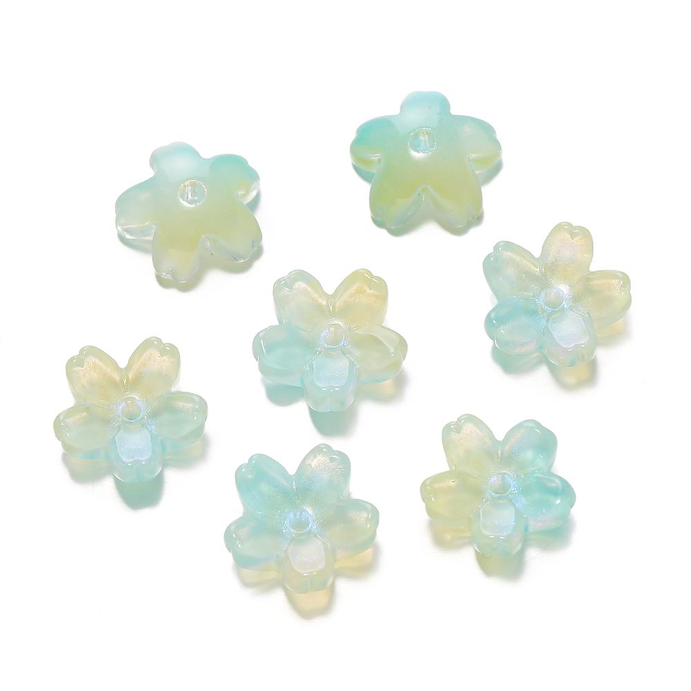 10Pcs/lot Glass Gradient Beads Cherry Blossom Scattered Beads Handcrafted DIY Production Jewelry Craft  Bracelet Accessories