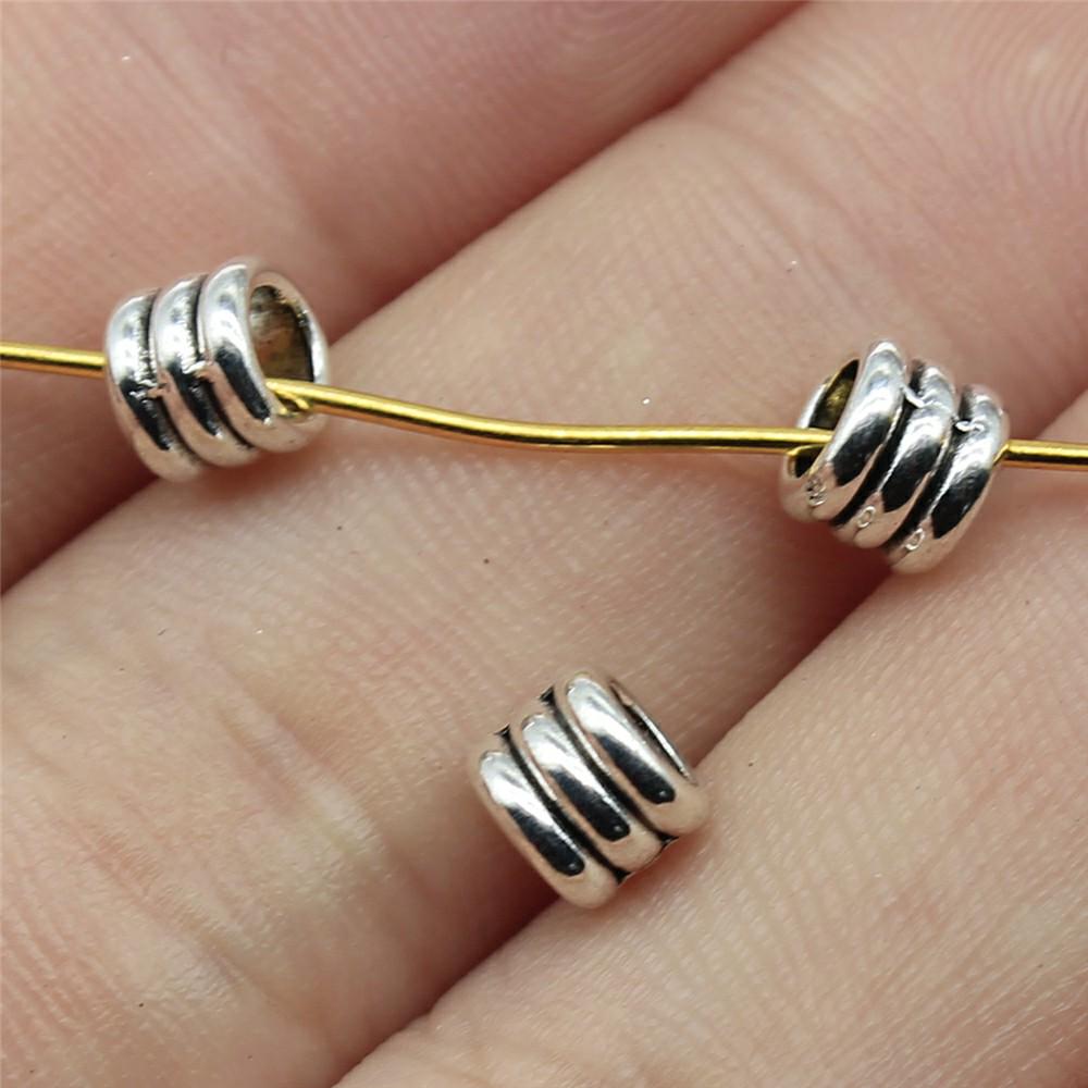 20pcs Antique Silver Color European Big Hole Beads Spacer Beads Charm Pendants Jewelry Accessories DIY