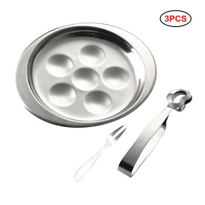 Schneckenteller-Set aus Edelstahl, Escargot-Essset, Schneckengeschirr mit 6 Fächern, Zange und Gabel