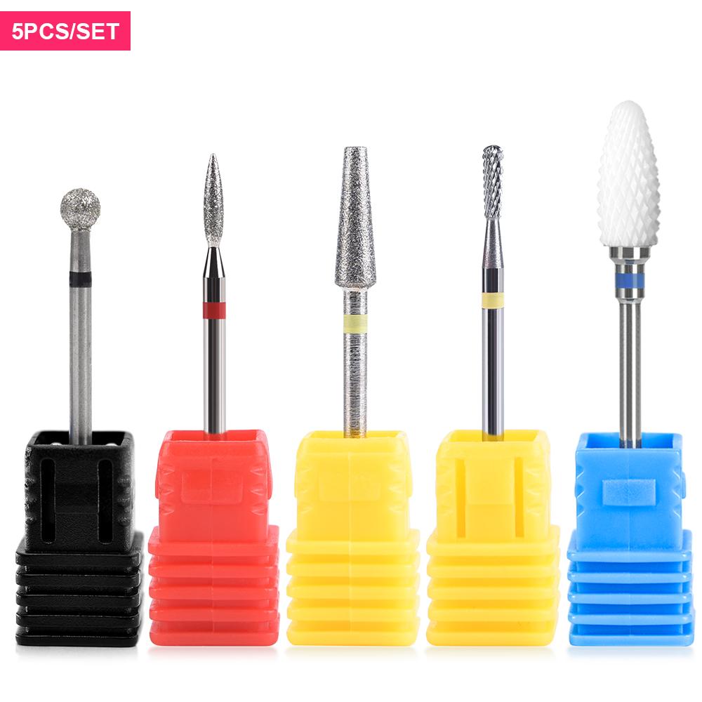 kads Ceramic Diamond Milling Cutter Set for Electric Nail Drill Machine Carbide Drill Cutter Manicure Pedicure Tool