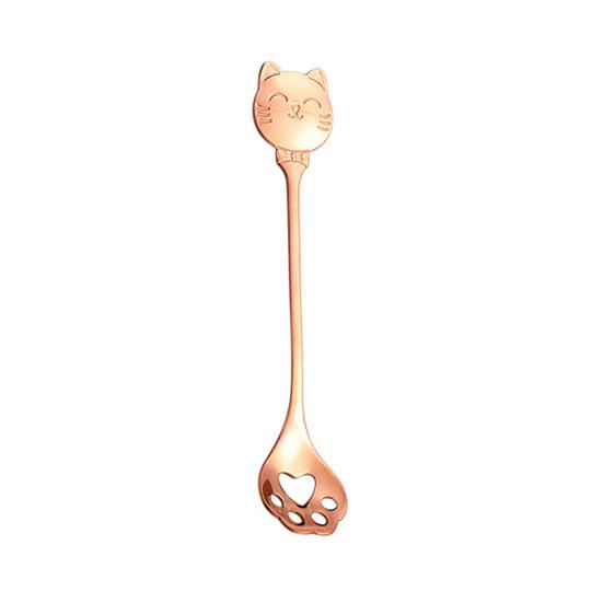 Cat Coffee Spoon, Stainless Steel Cat Paw Claw Teaspoon, Multi-Color Electroplated Stirring Spoon, for Ice Cream Yogurt Dessert