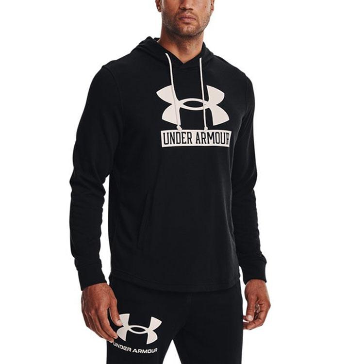 Under Armour Hétköznapi Sportos Kapucnis Pulóver Húzózsinórral Hosszú Ujjú Férfi Felső Fekete 1370390-001