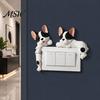 Frenchie Wall Art Decal 3D French Bulldog Resin Light Switch Cover, Cute Cartoon Dog Socket Creative Ornament Decor, Self-Adhesive Animal Plate