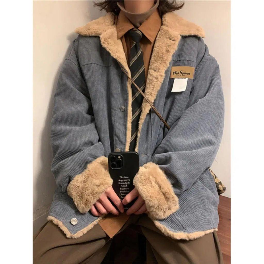 Men's Trendy Retro Winter Corduroy Cotton Jacket with Velvet Lining