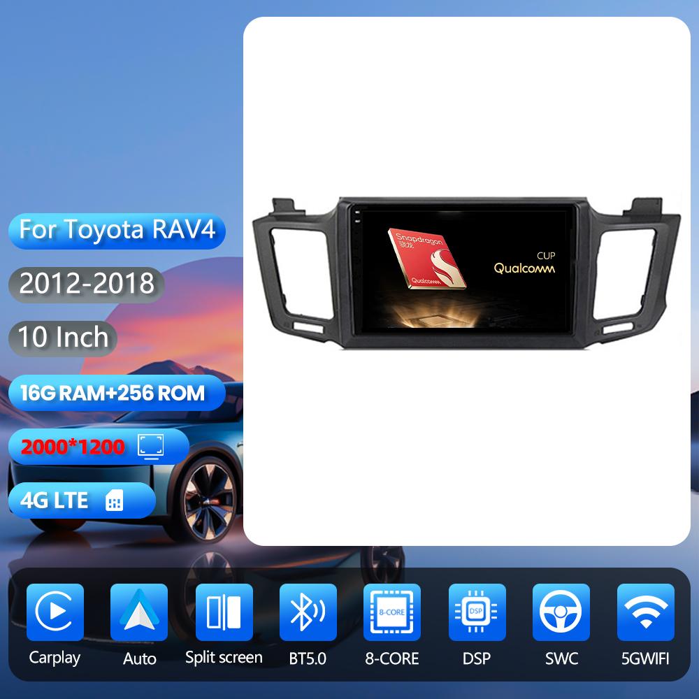 Android 16 for Toyota RAV4 2012 - 2018 Carplay Auto Radio Multimedia Player Car Stereo GPS Stereo 2din Steering Wheel Control
