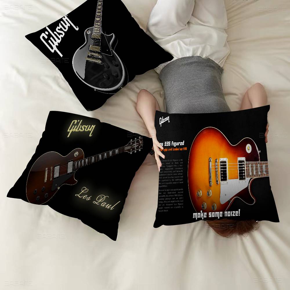 Gibson Guitar Logo Cushion Cover Pillowcase Upholstery Sofa Throw Pillow Home Decor Pillowcas