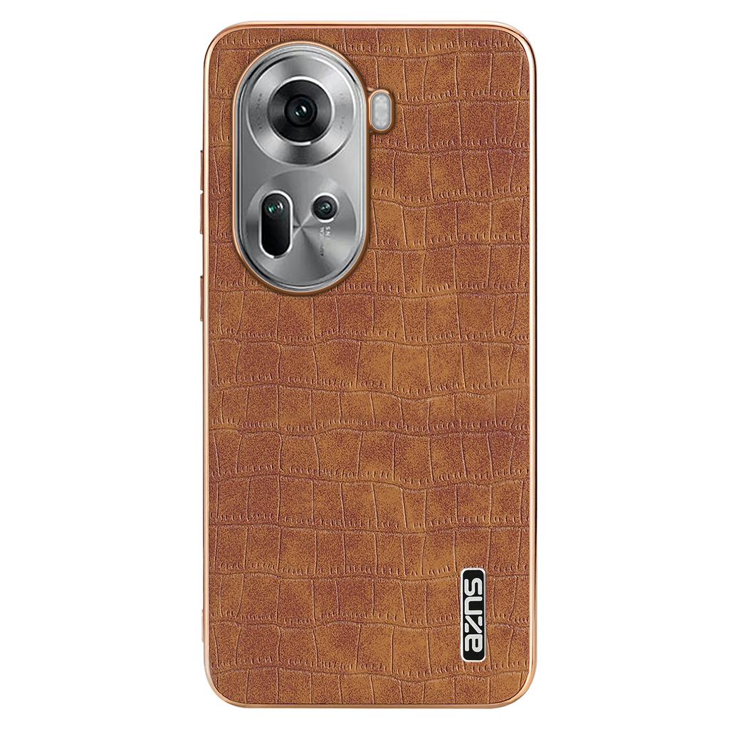 For Oppo Reno11 5G (Global) Case PU+TPU Phone Cover Electroplating Crocodile Texture