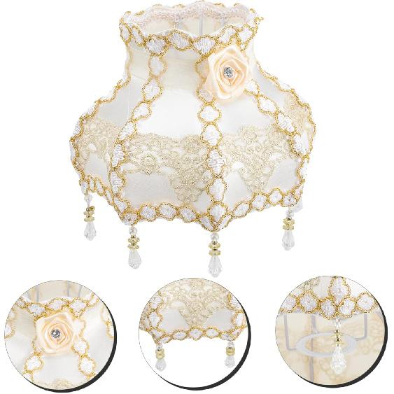Renaissance Style Lampshade Tassels Vintage European Design Drum Lampshade Easy Install for Desk