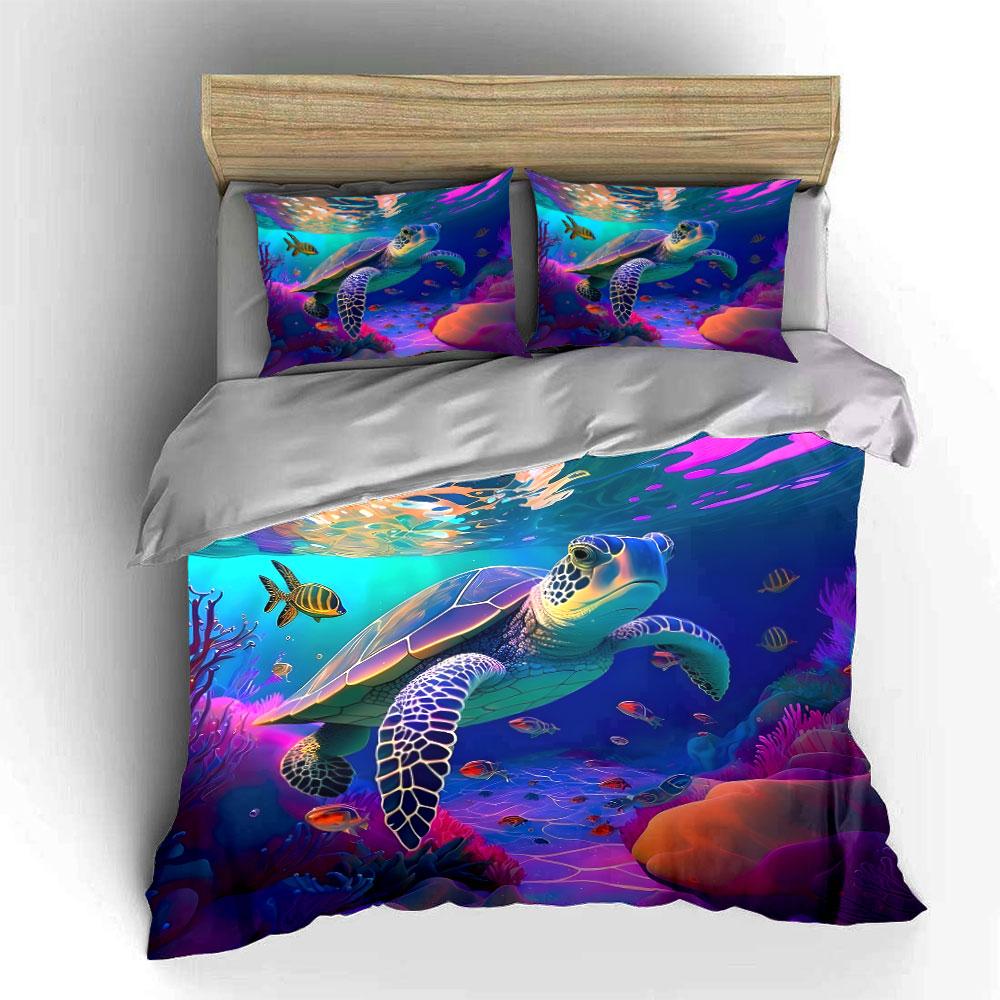 "Vivid Underwater Turtle Symphony" Bedding Sets Duvet Covers Pillowcases(1* Duvet Cover 2* Pillowcases Without Duvet Insert)