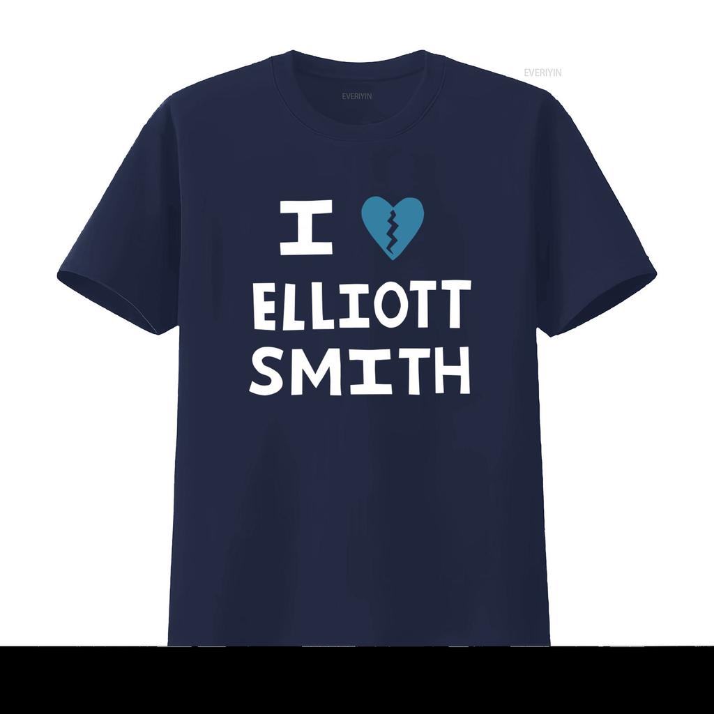 I Love Elliott Smith Album Music Retro Black T Shirt Perfect for Fans vintage Washed Versatile Stretched Comfortable