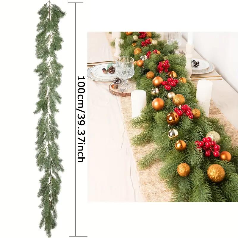 WTEMPO Christmas Wreath Fake Pine Tree Flower Vine for Fence Fireplace Decorations Christmas Indoor Outdoor Decorations Christmas Tree Decorations