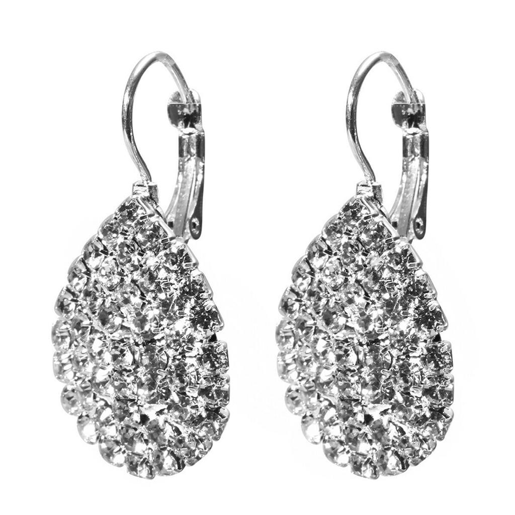Damen-Ohrstecker, elegant, glänzend, Wassertropfen, Strass, Klauenhaken, Schmuck