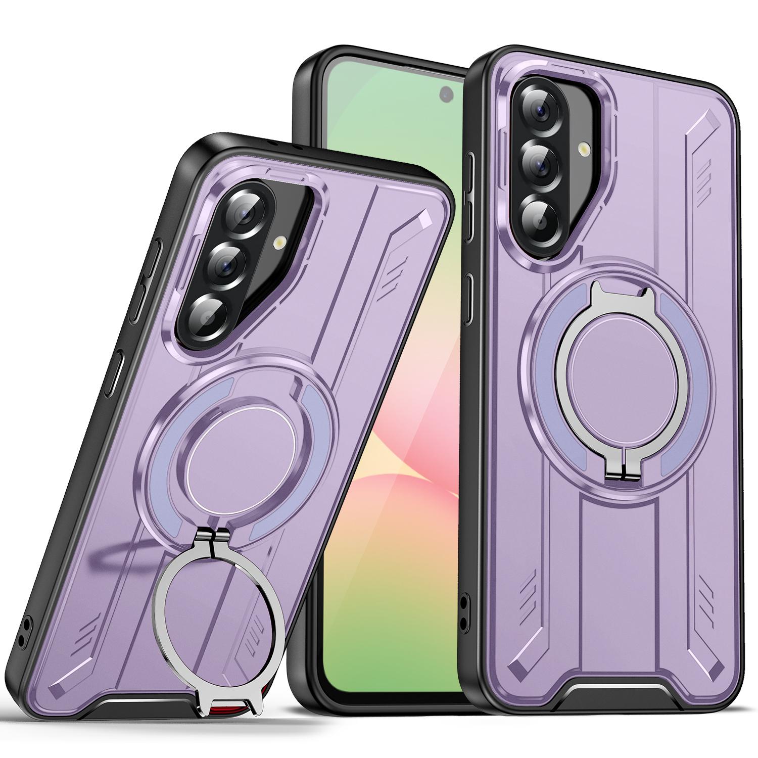 

360° Degree Rotate Armor Magnetic Stand Case For Samsung Galaxy A16 A36 A56 A06 A07 A15 A14 4G 5G Magsafe Wireless Charge Cover Galaxy A55 5G фиолетовый