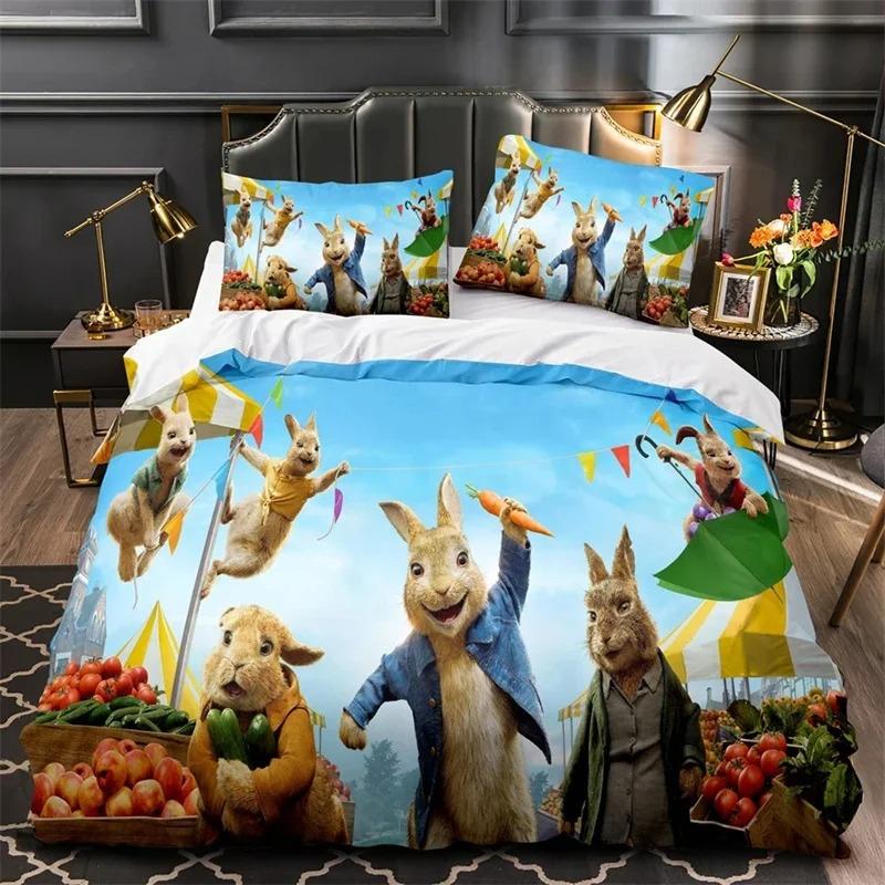 3D Print Peter the Rabbit  Bedding Set,Duvet Cover Comforter Bed Set Quilt Cover Pillowcase,King Queen Twin Size Boys Girls