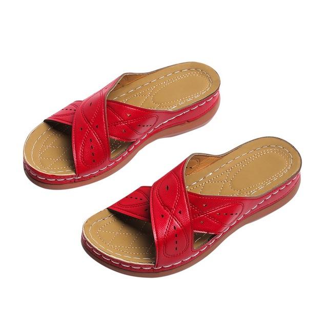 Retro sandále Žena leto 2022 Klin Pohodlné papuče Platforma Mäkká Hrubá podrážka Ortopedické Prémiové Dámske Tobogány Outdoor