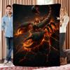 1pc Contemporary Reversible Scorpion In Lava Print Flannel Blanket All Seasons Cartoon Themed Nonwoven Polyester Fabric, Digital