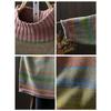 Winter Women's Colorful Striped Oversized Knit Sweater with Half-High Collar