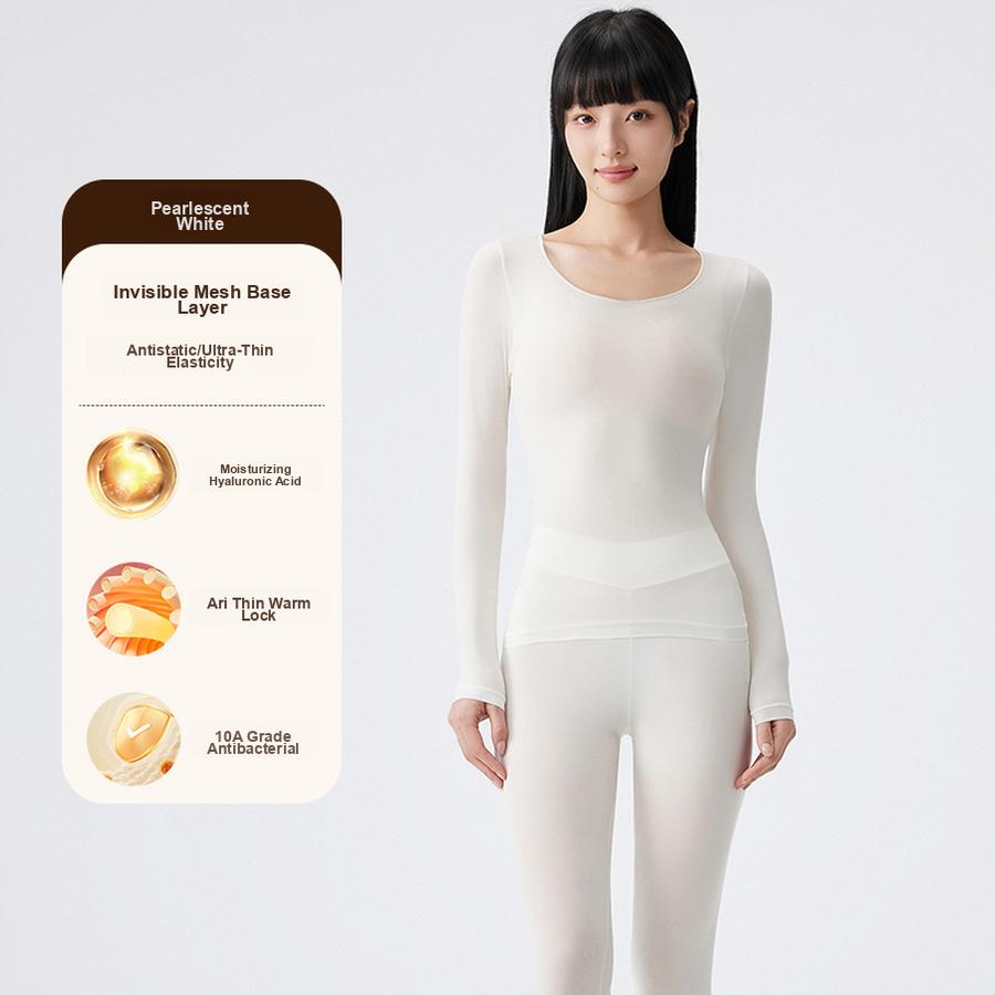Ultra Thin Seamless Underwear Set for Women, Winter Thermal Base Layer Pajamas