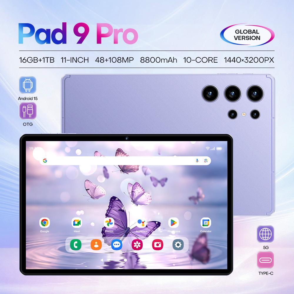 New Arrival: 10-inch Pad 9 Pro Tablet - 16GB+1TB for Learning and Gaming