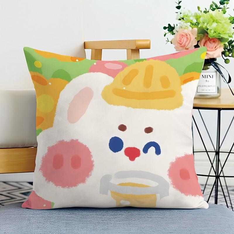 Cute Cartoon Pig Print Decorative Pillowcase Bedroom Living Room Square Cushion Pillowcase