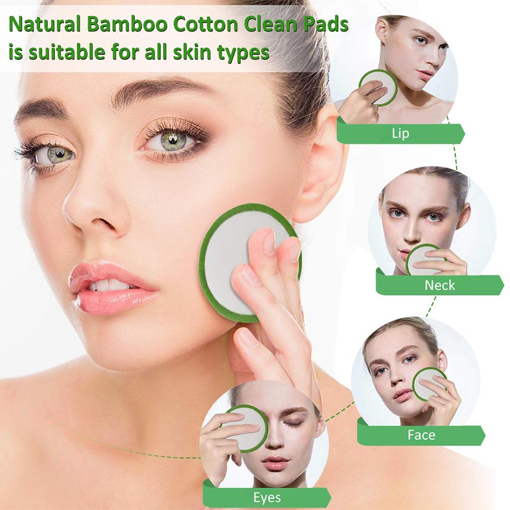 20 Pcs Reusable Makeup Remover Pads Bamboo Washable Cotton Rounds with Cotton Laundry Bag and Round