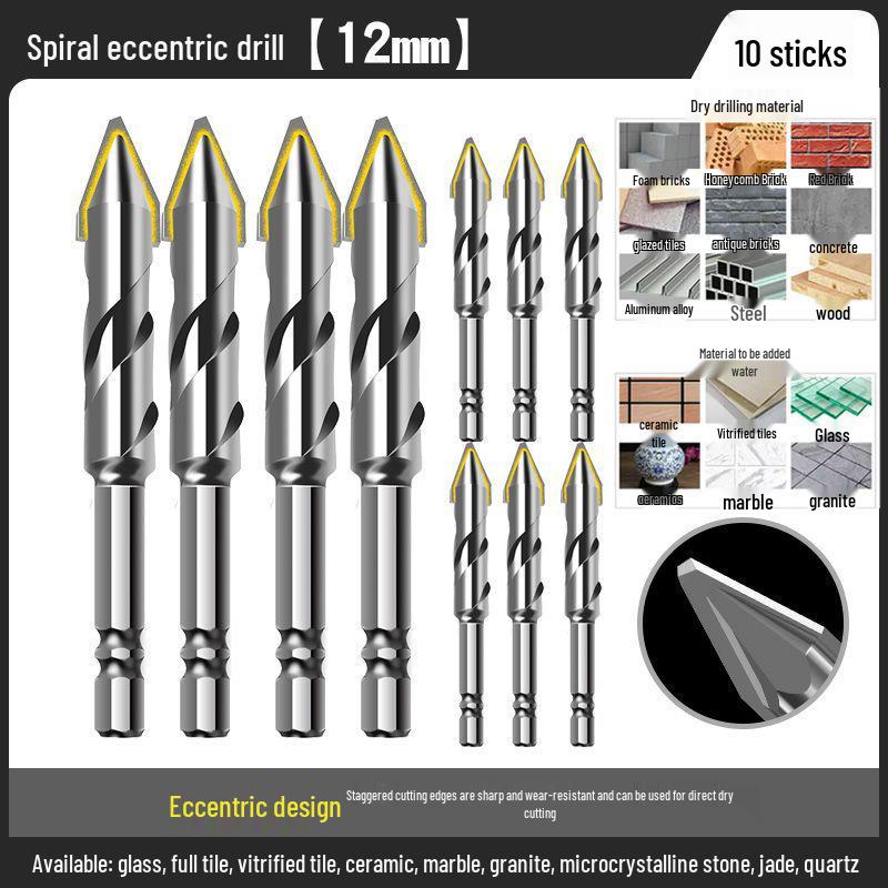 Carbide Eccentric Drill Bit for Electric Drills - Ideal for Round Hole Drilling in Concrete, Brick, and Porcelain Tiles.