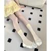 Women's Spring and Summer Thin Mid-calf Socks with Bow Polka Dot Lace White Lolita