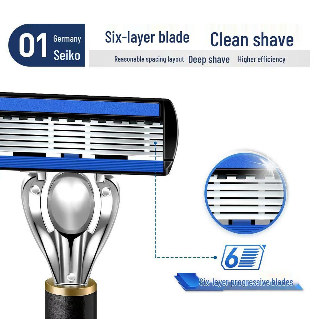 2024 Men's Razor: 12-Pack 6-Layer Blades with Wind Speed Feature