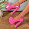 Fashion Aphixta 1cm Belt Buckle Red Party Disco Dance Pumps Women 5.5cm Platform 16cm Super High Chunky Heels Pumps Super Szie 48 49 50
