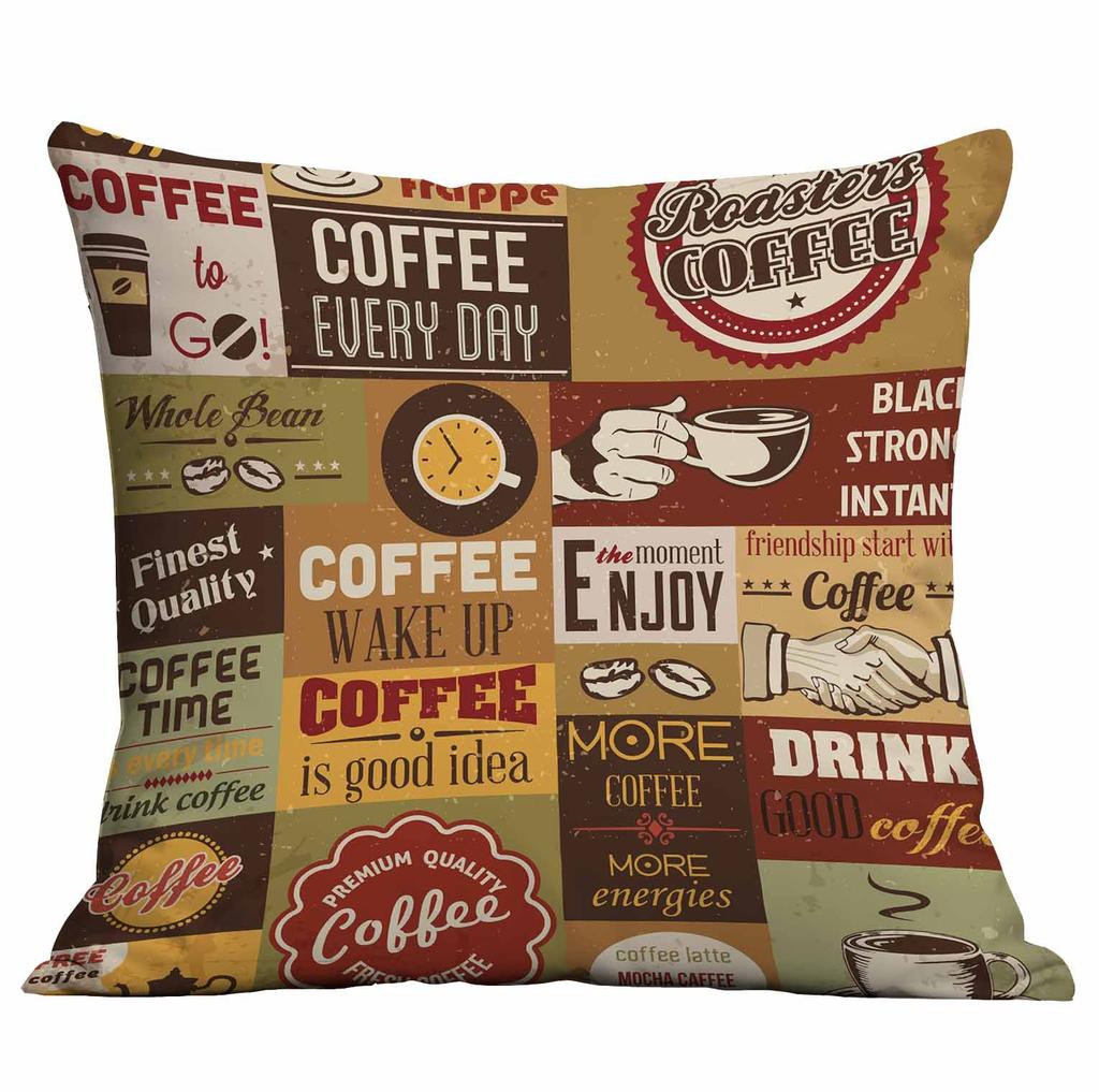 New Coffee Bean Creative Pillow Case Double-sided Printed Home Cafe Cushion Decoration